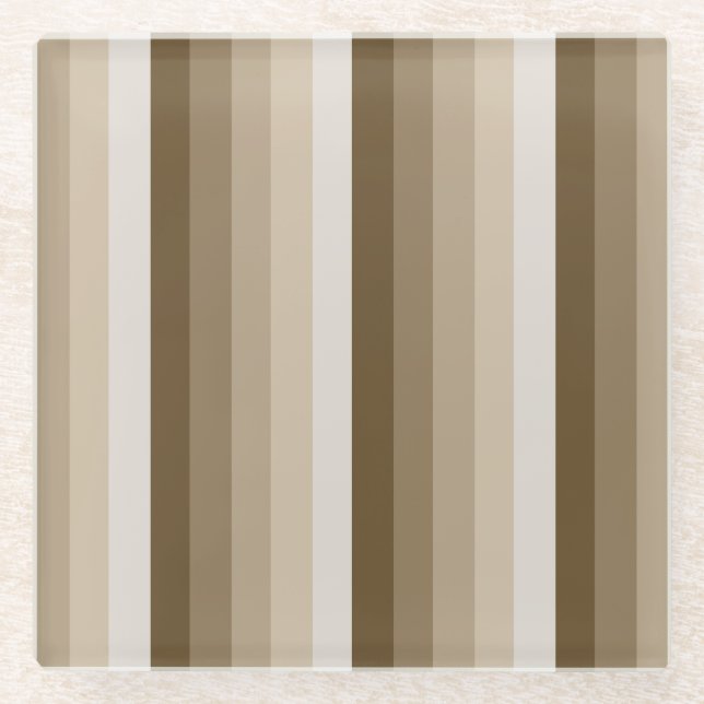 Braune Schattenstreifen Glasuntersetzer (Vorderseite)