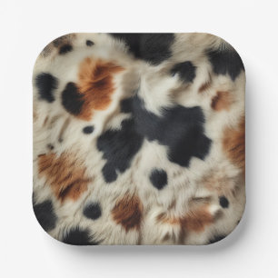 Braune Schwarz-weiße Cowhide Print Country Western Pappteller