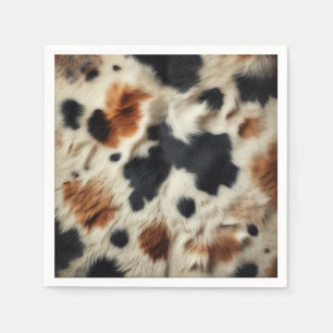 Braune Schwarz-weiße Cowhide Print Country Western Serviette