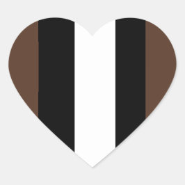 Braune, schwarz-weiße Streifen Herz-Aufkleber