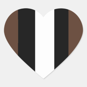 Braune, schwarz-weiße Streifen Herz-Aufkleber