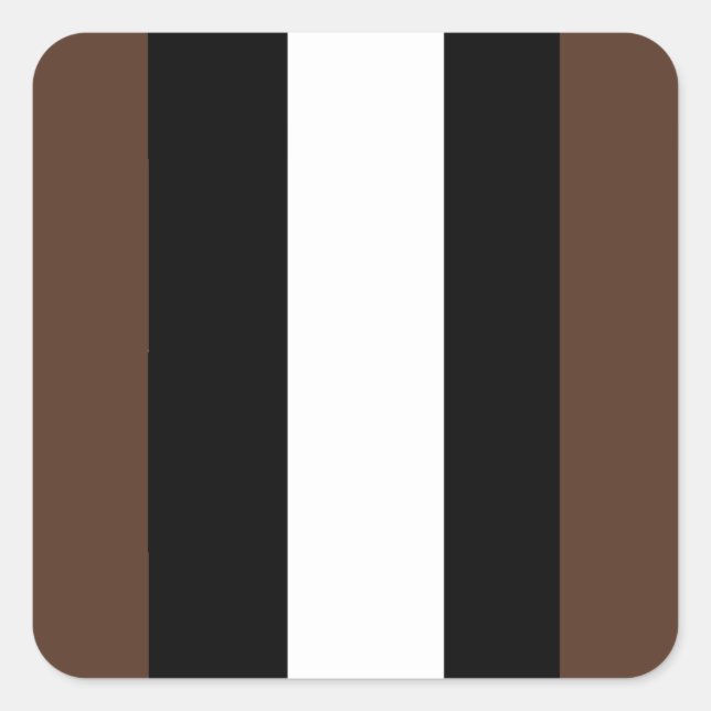 Braune, schwarz-weiße Streifen Quadratischer Aufkleber (Vorderseite)