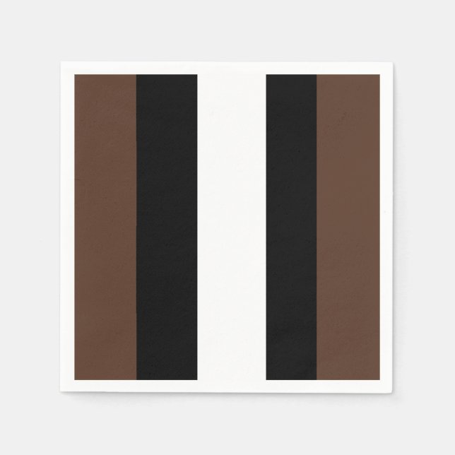 Braune, schwarz-weiße Streifen Serviette (Vorderseite)