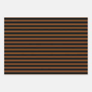 Braune schwarze Streifen Nahtloses Muster Geschenkpapier Set