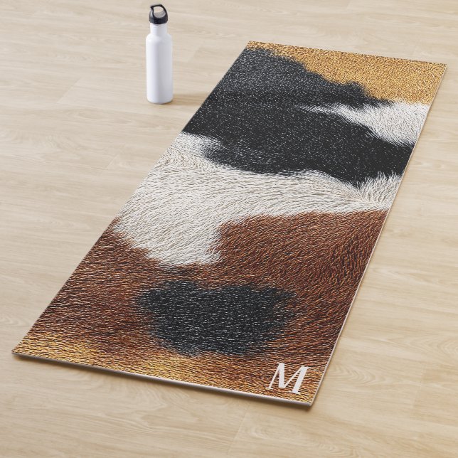 Braune schwarze und weiße Kuhhauttextur Yogamatte (Beispiel)
