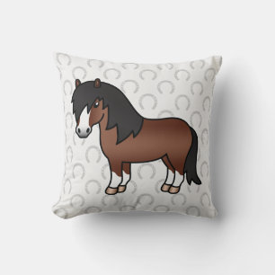 Braune Shetlandpony-Cartoon-Illustration Cute Kissen