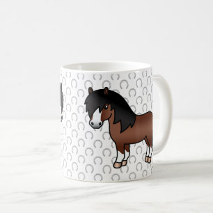 Braune Shetlandpony-Süße-Cartoon-Illustration Kaffeetasse