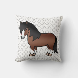 Braune Shetlandpony-Süße-Cartoon-Illustration Kissen