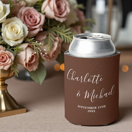 Braune Skript Minimalistische Hochzeit Dosenkühler