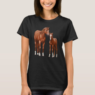 Braune Sorrel Quarter Horse Stute & süßes Fohlen 1 T-Shirt