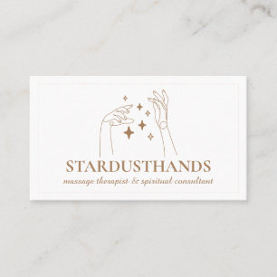 Braune spirituelle Sterne Hände Therapie Körpermas Visitenkarte
