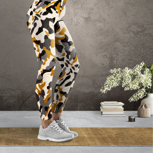 Braune Steinkohle Diagonale Camouflage mit Contour Leggings