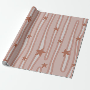 Braune Sterne und Streifen Strand Thema Geschenkpapier