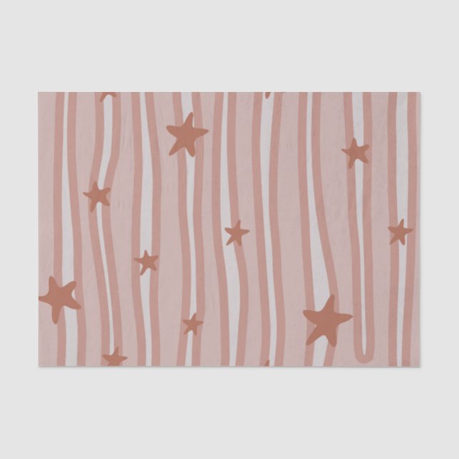 Braune Sterne und Streifen Strand Thema Seidenpapier (Vorderseite)
