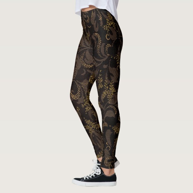Braune Stickerei Look Leggings (Links)