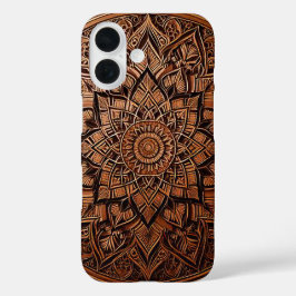 Braune stilvolle Mandala-Handyhülle iPhone 16 Hülle