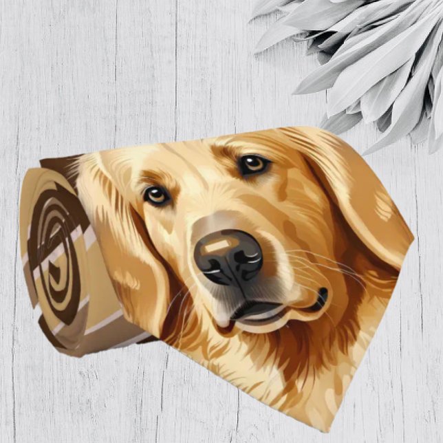 Braune Streifen Golden Retriever Labrador Neck Tie Krawatte (Von Creator hochgeladen)