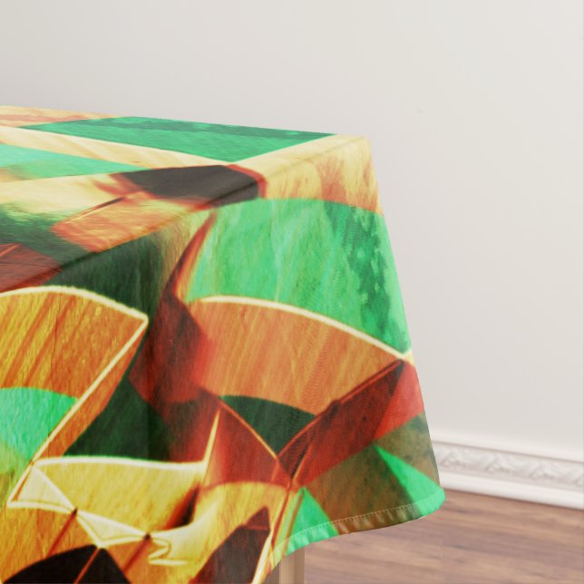 Braune Streifen über grün oder aquamarine Tischdecke (Beispiel)