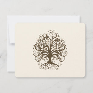 Braune Swirl Tree auf Elfenbein Hochzeitskarte RSVP Karte