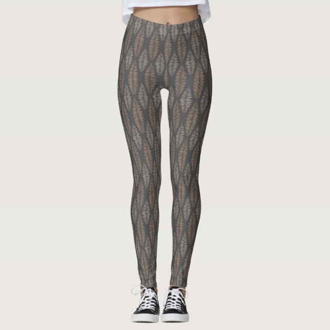 Braune/Tan Leaf Leggings (Vorderseite)