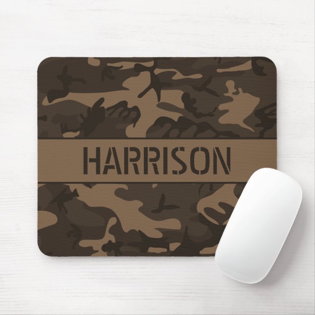 Braune Tarnung Monogramm Mousepad (Mit Mouse)