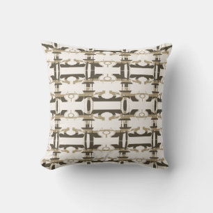 Braune Taupe-Reihen auf weißem senkrechten Design Kissen