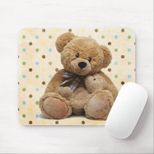 Braune Teddy-Bären auf Polka-Punkten Mousepad