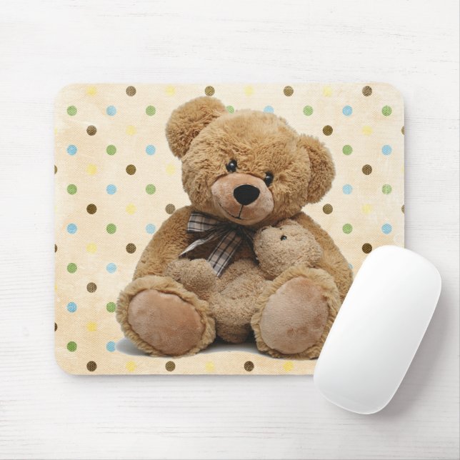 Braune Teddy-Bären auf Polka-Punkten Mousepad (Mit Mouse)