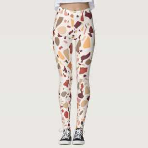 Braune Terrazzo: Vintages, trendiges Muster. Leggings