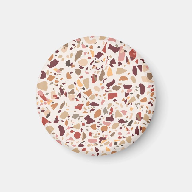 Braune Terrazzo: Vintages, trendiges Muster. Magnet (Vorne)