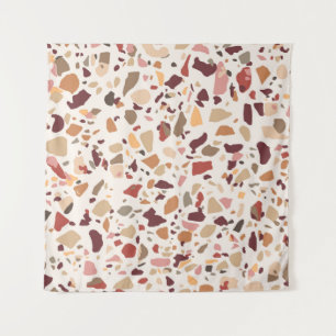 Braune Terrazzo: Vintages, trendiges Muster. Wandteppich