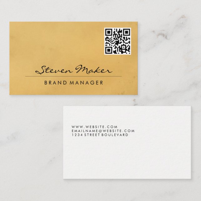 Braune Textur | QR Code Business Card Visitenkarte (Vorne/Hinten)