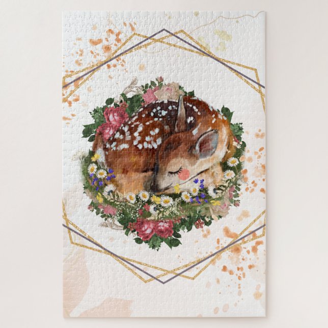 Braune Tiergrafik, Schlaftier Puzzle (Vertikal)