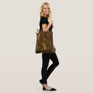 Braune Tote-Tasche mit Federdruck