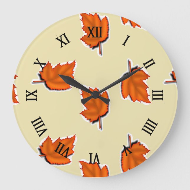 Braune trockene Blätter Große Wanduhr (Vorderseite)