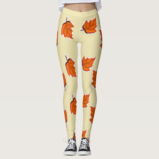 Braune trockene Blätter Leggings (Vorderseite)