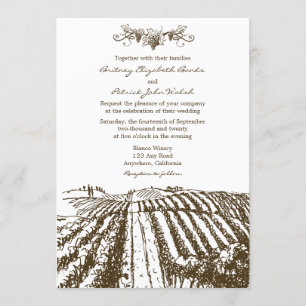 Braune tuskanische Weinbergs-Hochzeitskarten Einladung