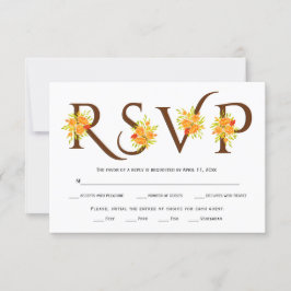 Braune Typografie, orangefarbene Rose Hochzeit-RSV RSVP Karte