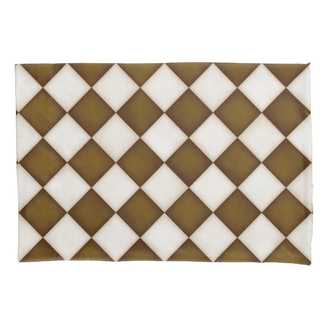 Braune und antike weiße Diamanten Kissenbezug (Vorderseite-Links)