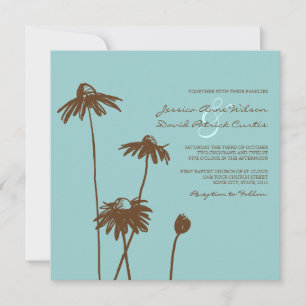 Braune und Aquamarine schicke Blume Hochzeit Einla Einladung