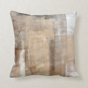 Braune und beige abstrakte Kunstmalereilabstrakt,s Kissen