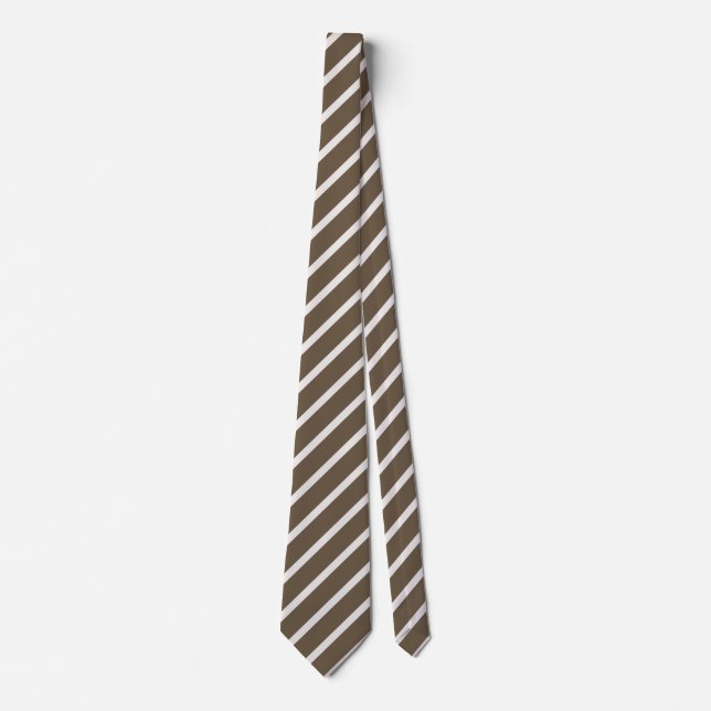 Braune und beige Diagonal Stripe Muster Krawatte (Vorderseite)
