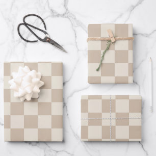 Braune und beige Karton Geschenkpapier Set