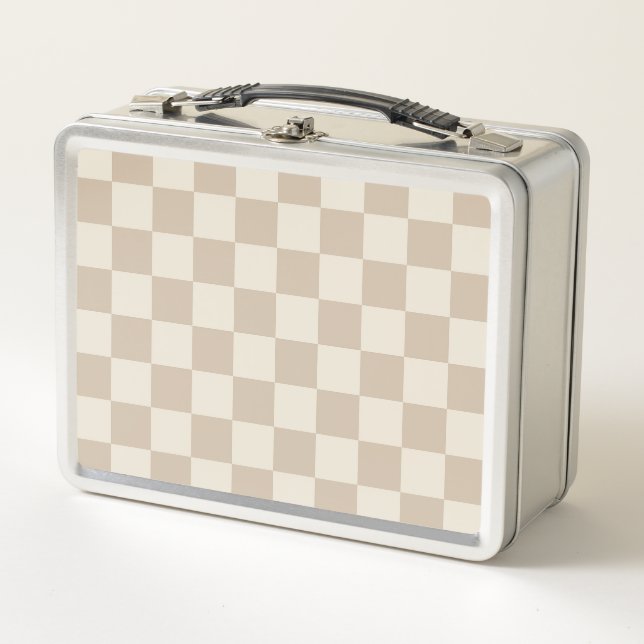 Braune und beige Karton Metall Brotdose (Vorderseite)