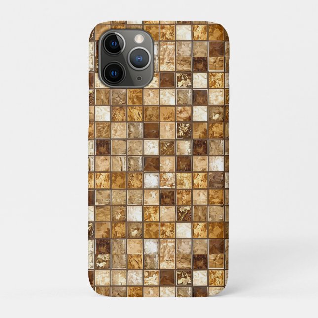 Braune und beige Mosaiksteinwand Case-Mate iPhone Hülle (Rückseite)