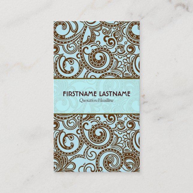 Braune und blaue Abstrakte Random-Wirbel Visitenkarte (Vorderseite)
