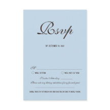 Braune und blaue Hochzeits-RSVP-Karte