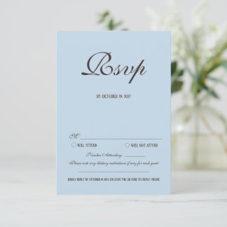Braune und blaue Hochzeits-RSVP-Karte Begleitkarte