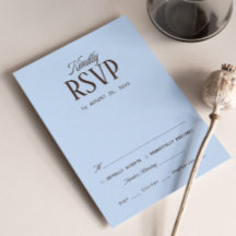 Braune und blaue Hochzeits-RSVP-Karte