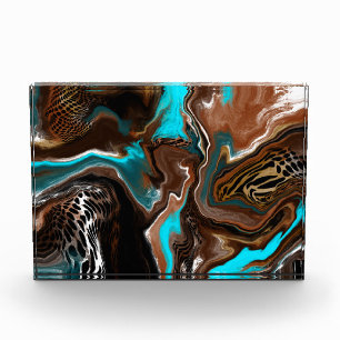 Braune und blaue Marmorflüssigkeit Kunst Fotoblock